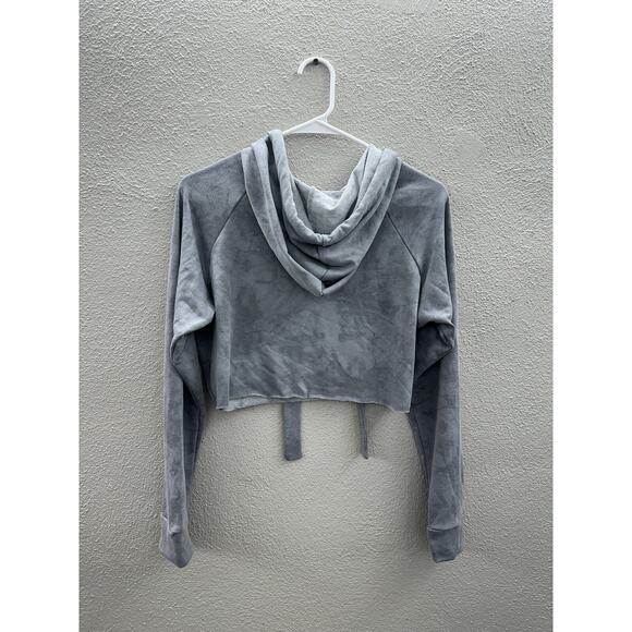 Quiet Storm Womens Sweatshirt Size Medium Gray Tye-Dye Pullover Hooded Cropped - Picture 7 of 14